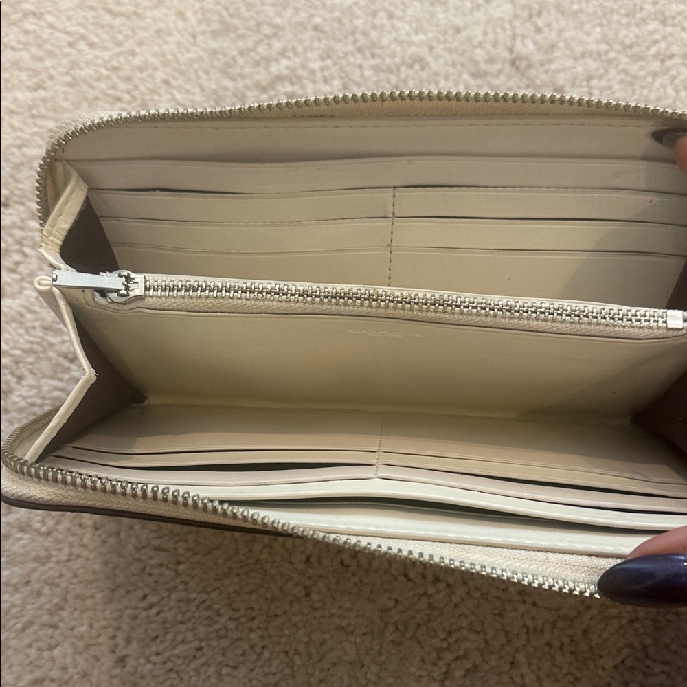 Coach Zippered Ivory Wallet with Metallic Accents - Picture 5 of 7